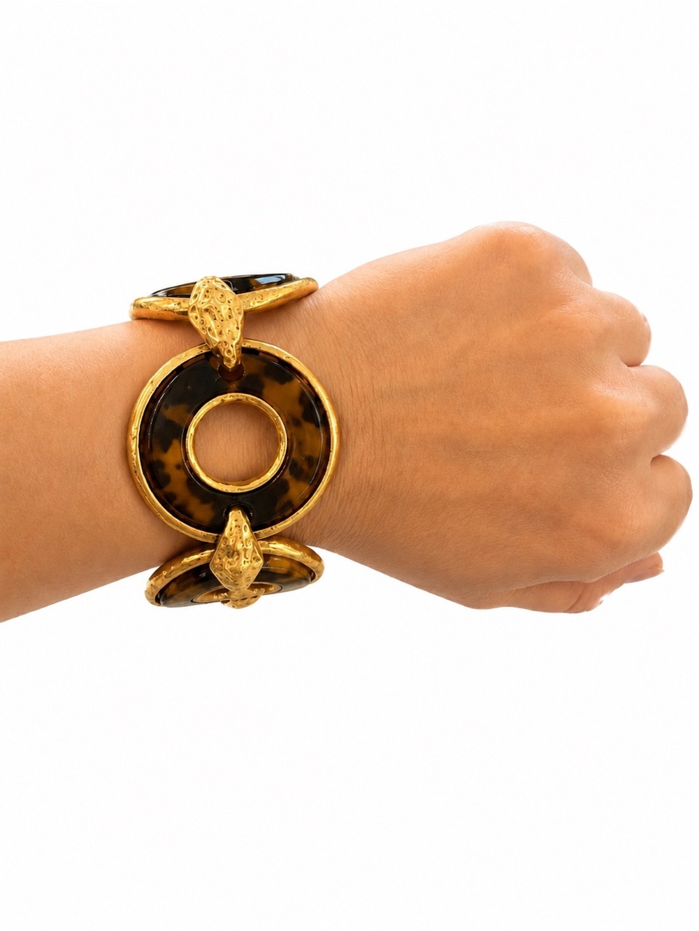 NWT Chico’s Gold Tone Tortoiseshell Link Bracelet Statement Magnetic Clasp